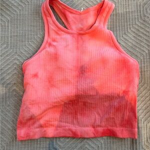 Lululemon Athletica Orange Pink Ribbed Crop Tank Top